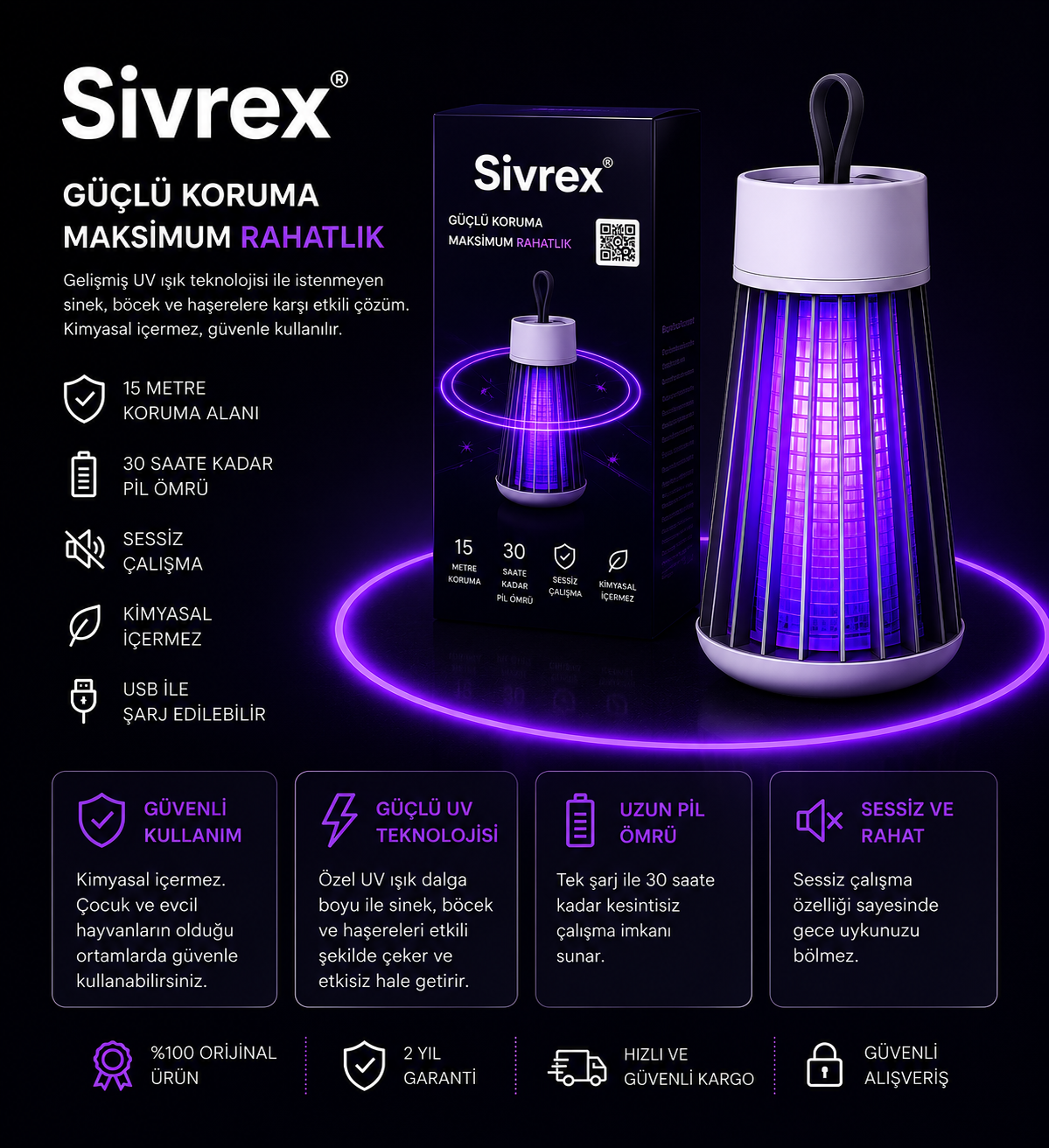 Sivrex Orjinal UV Işınlı Sinek Lambası